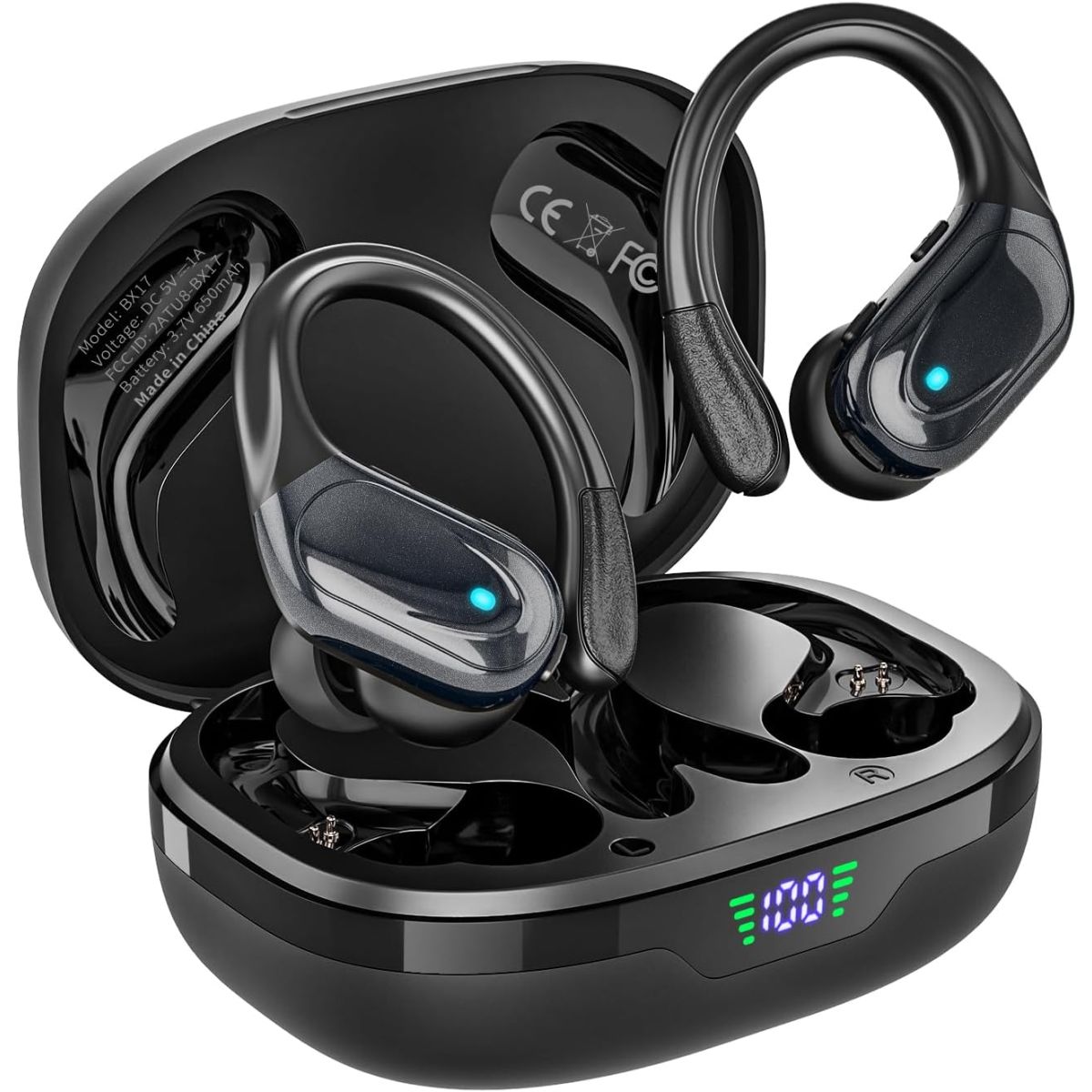 Bcaikair Sport Wireless Earbuds with LED Power Display BX17